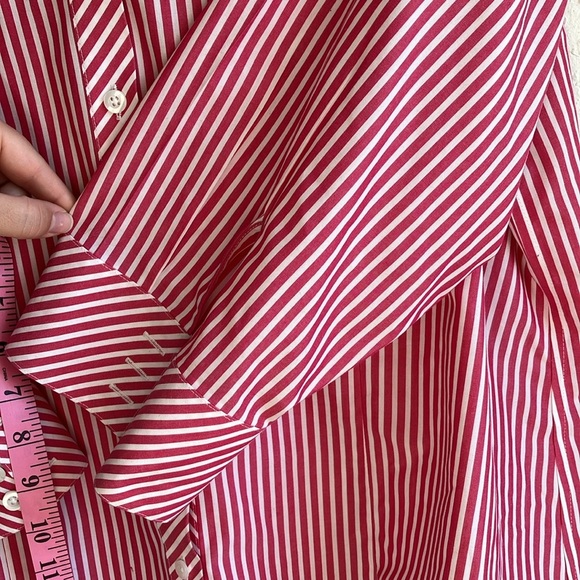 Chicos Pink and White Striped Collared Button Down Size 3 100% cotton no iron - Picture 9 of 11